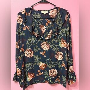 LOFT Women's Blouse Talal SP Floral Long Sleeve V Neck